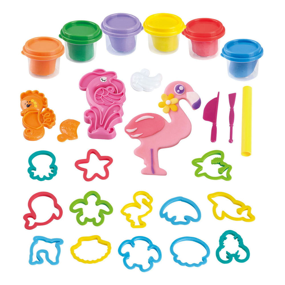 Speel zeedieren kleiset, 6 kleipotjes
