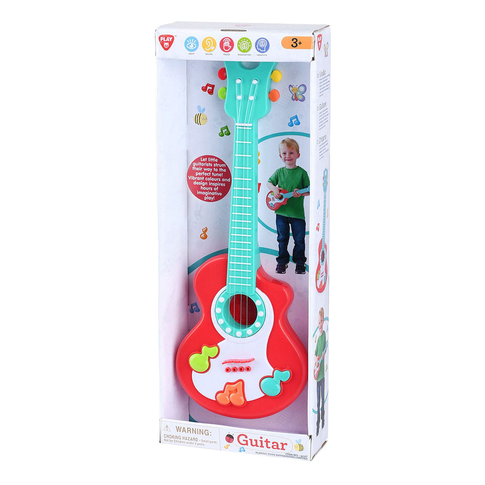 Speel Gitaar met Muzieknoten Rood