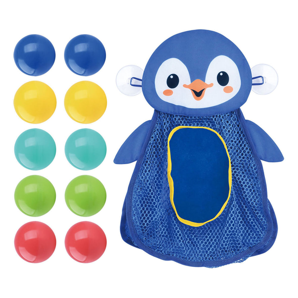 Speelbadspeelgoed opberger pinguin met ballen, 11dlg.