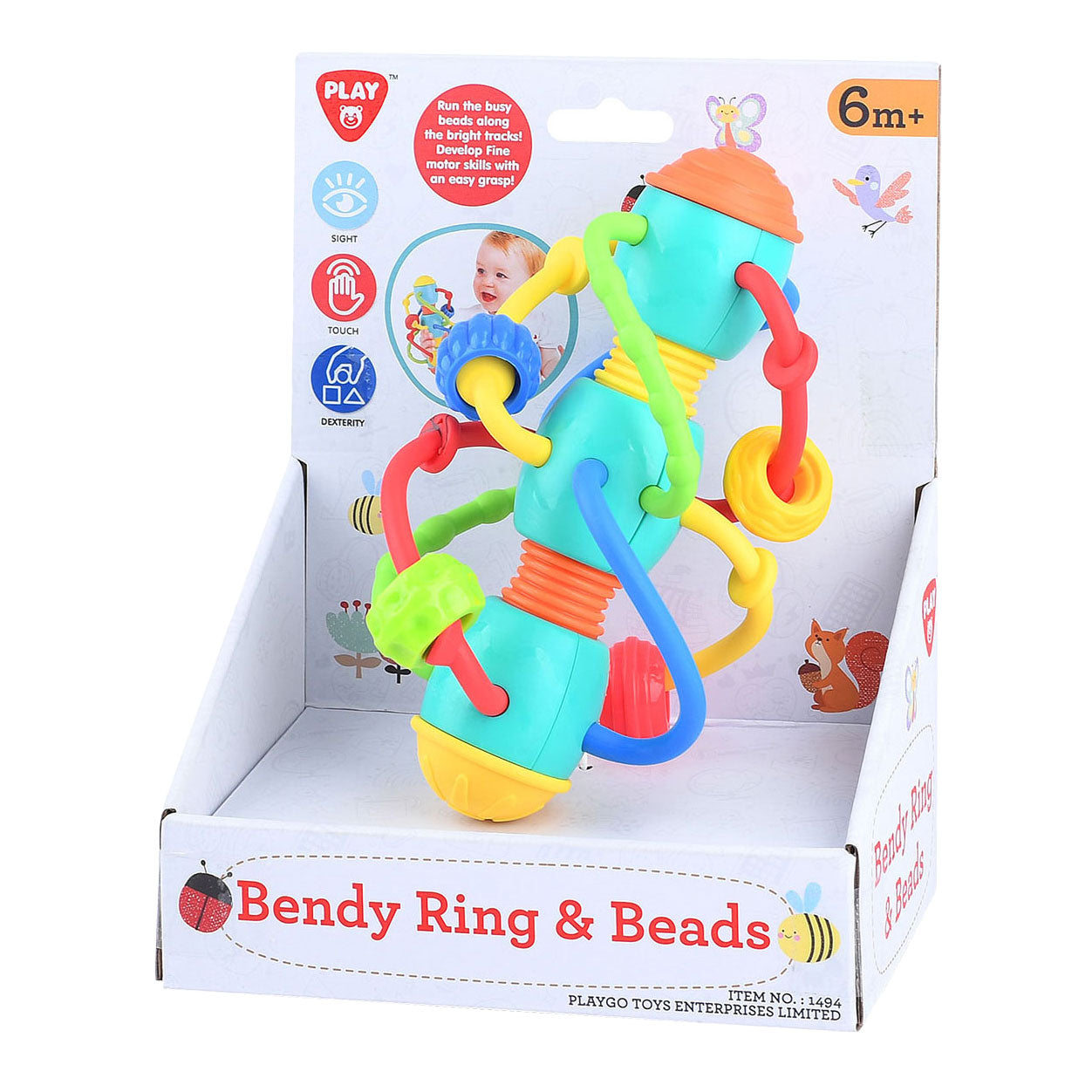 Speel babyspeeltje met ringen en kralen