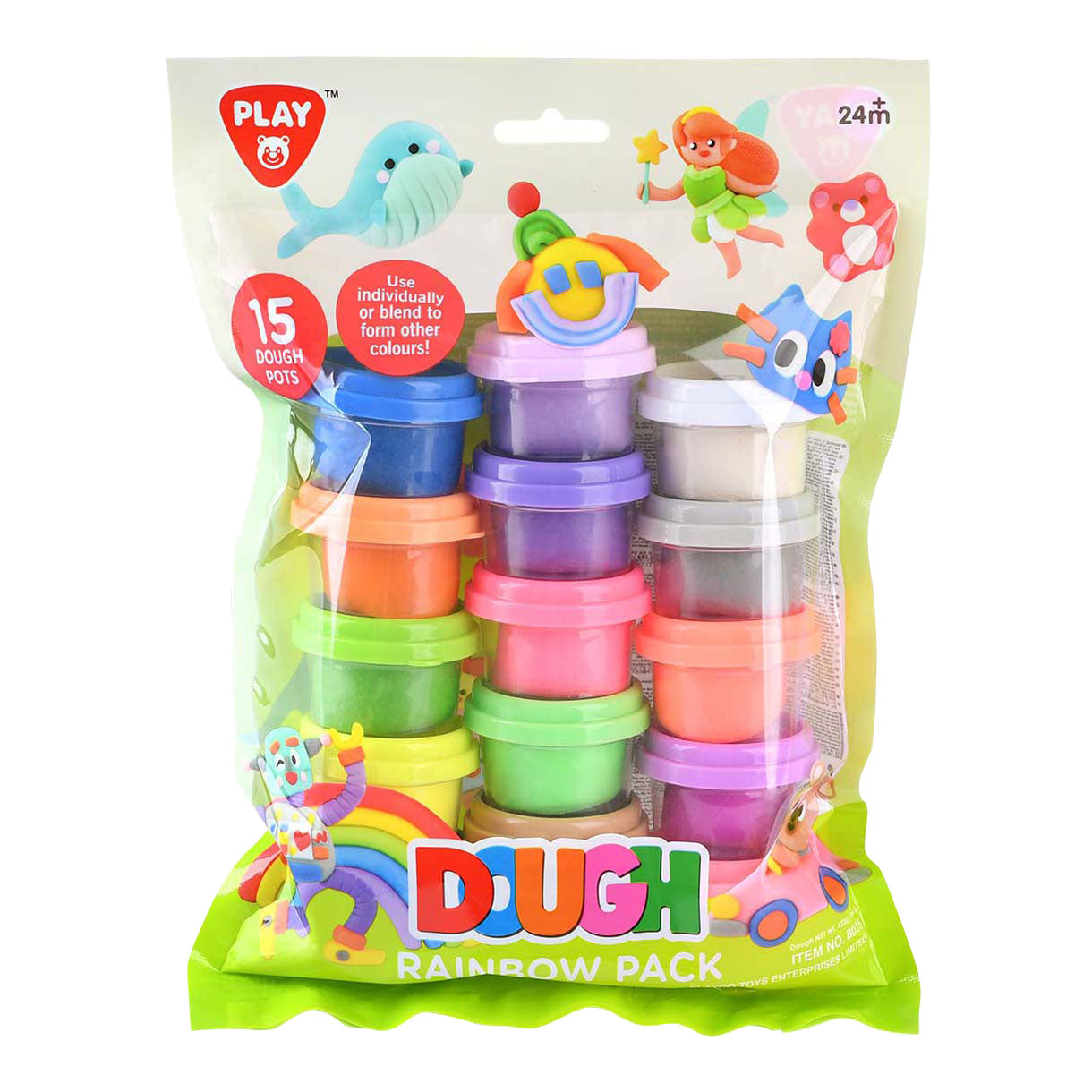 Speel regenboog kleiset, 15 kleipotjes