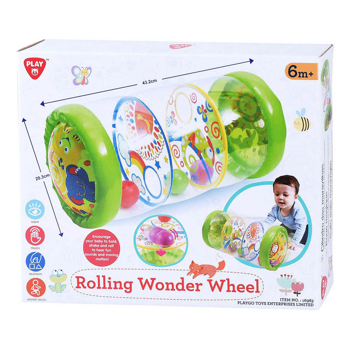 Speel rollend wonderwiel met ballen opblaasbaar, 43cm