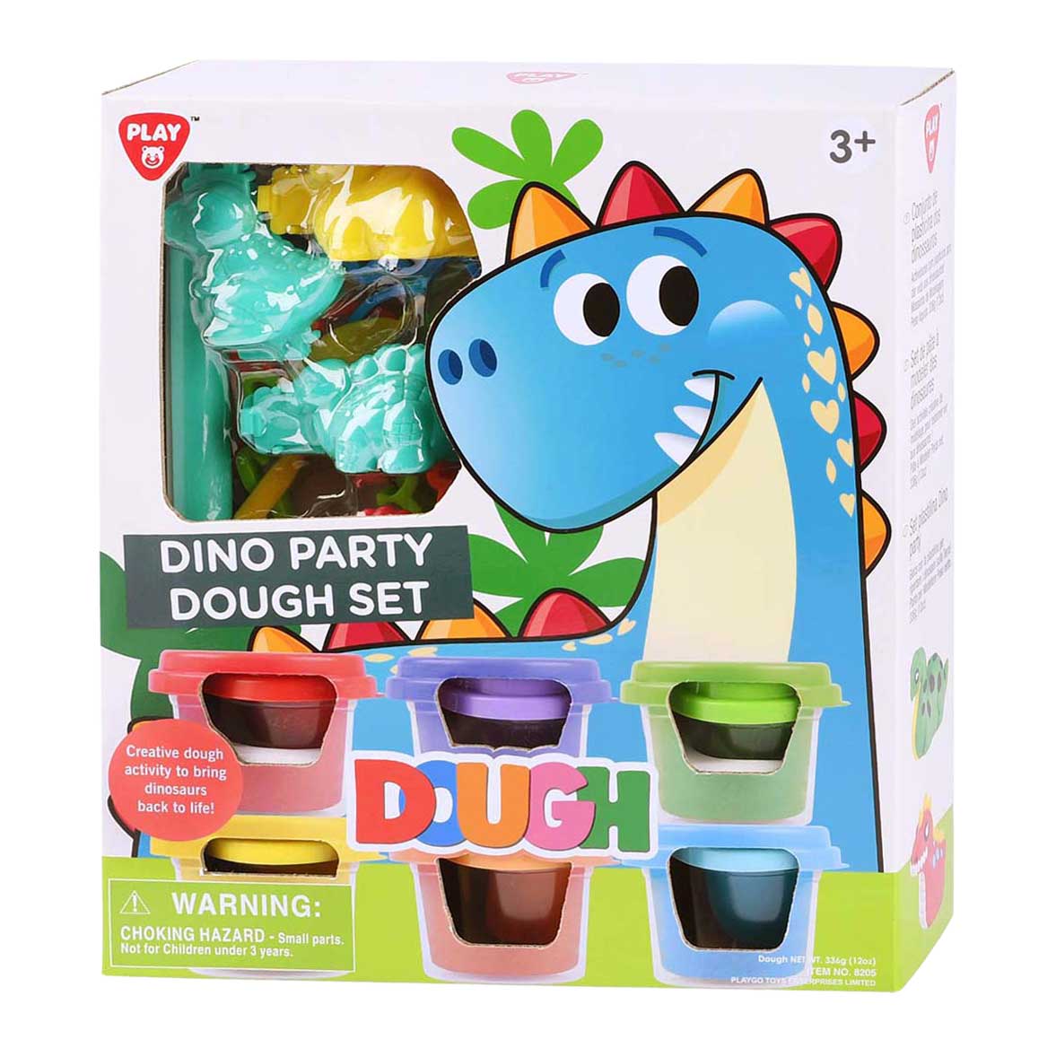 Speel dino feest kleiset, 6 kleipotjes