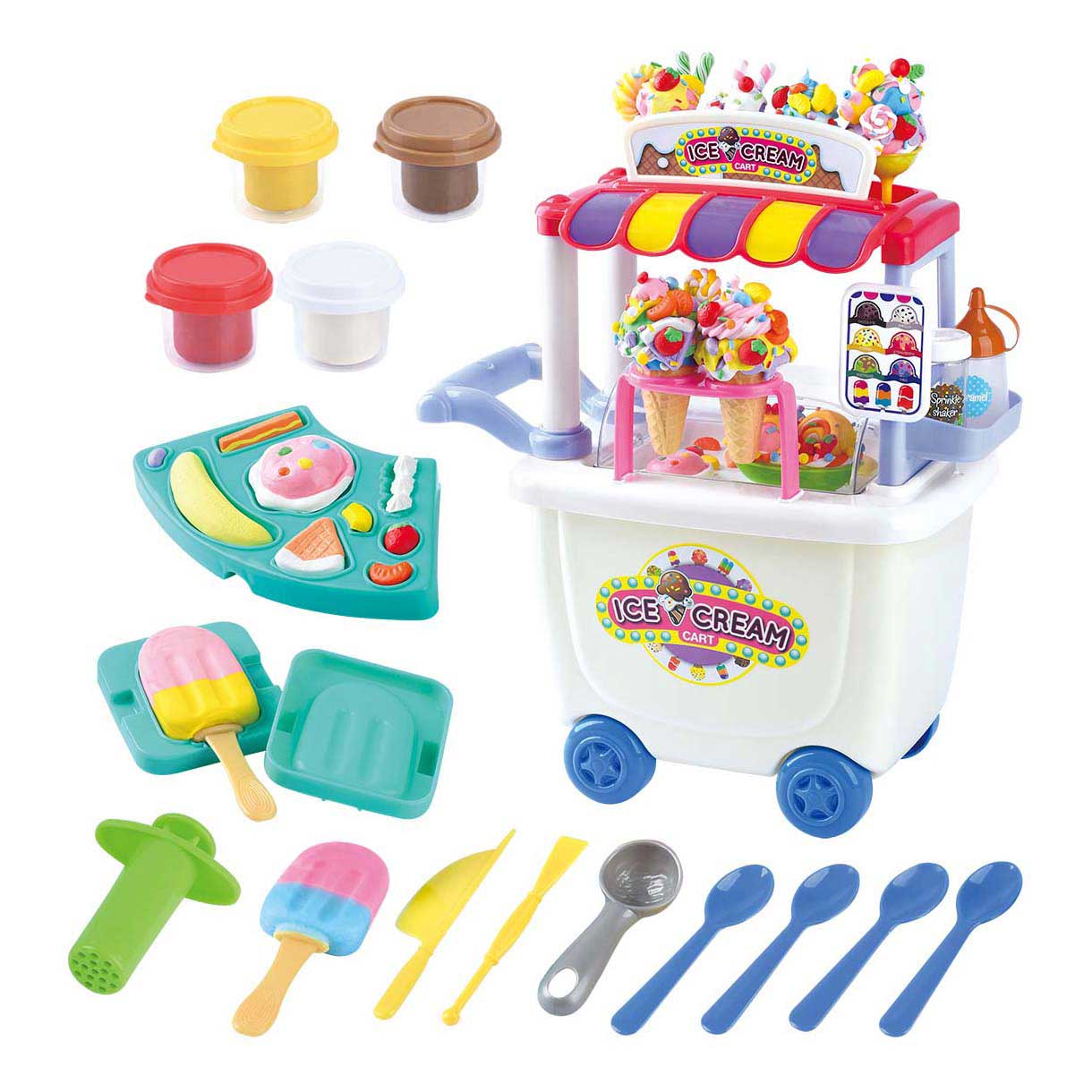 Playgo ijswagen kleiset - 4 kleipotjes