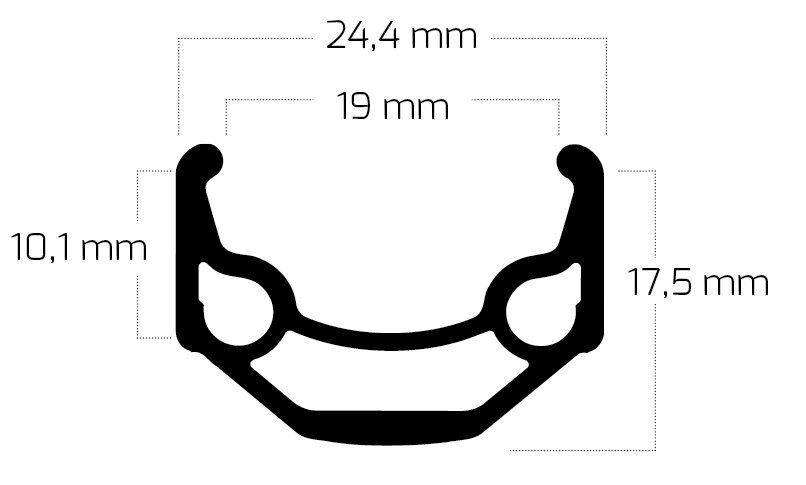 Ryde velg zac 19 28 622 x 19c aluminium 36 gaats 14g - zwart