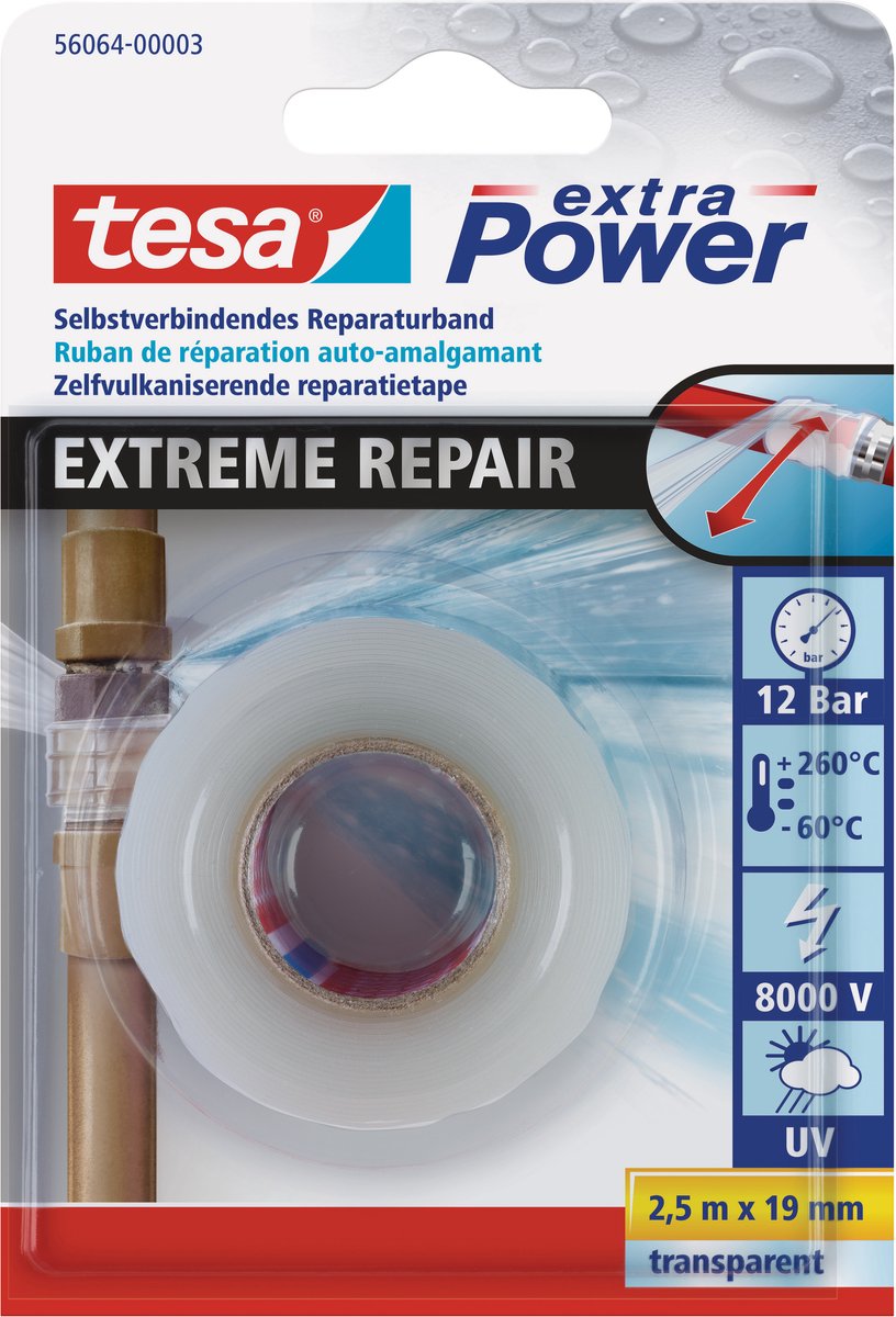 Tesa extreme repair 56064-00003-00 reparatietape extra power transparant (l x b) 2.5 m x 19 mm 1 stuk(s)