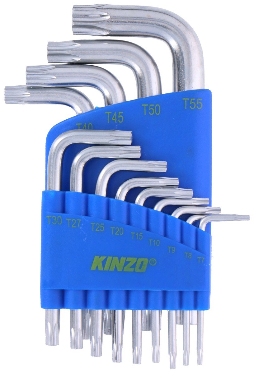 Kinzo torx set - inbussleutelset 13-delig – t7-t55 – magnetische inbussleutels van chroom vanadium staal
