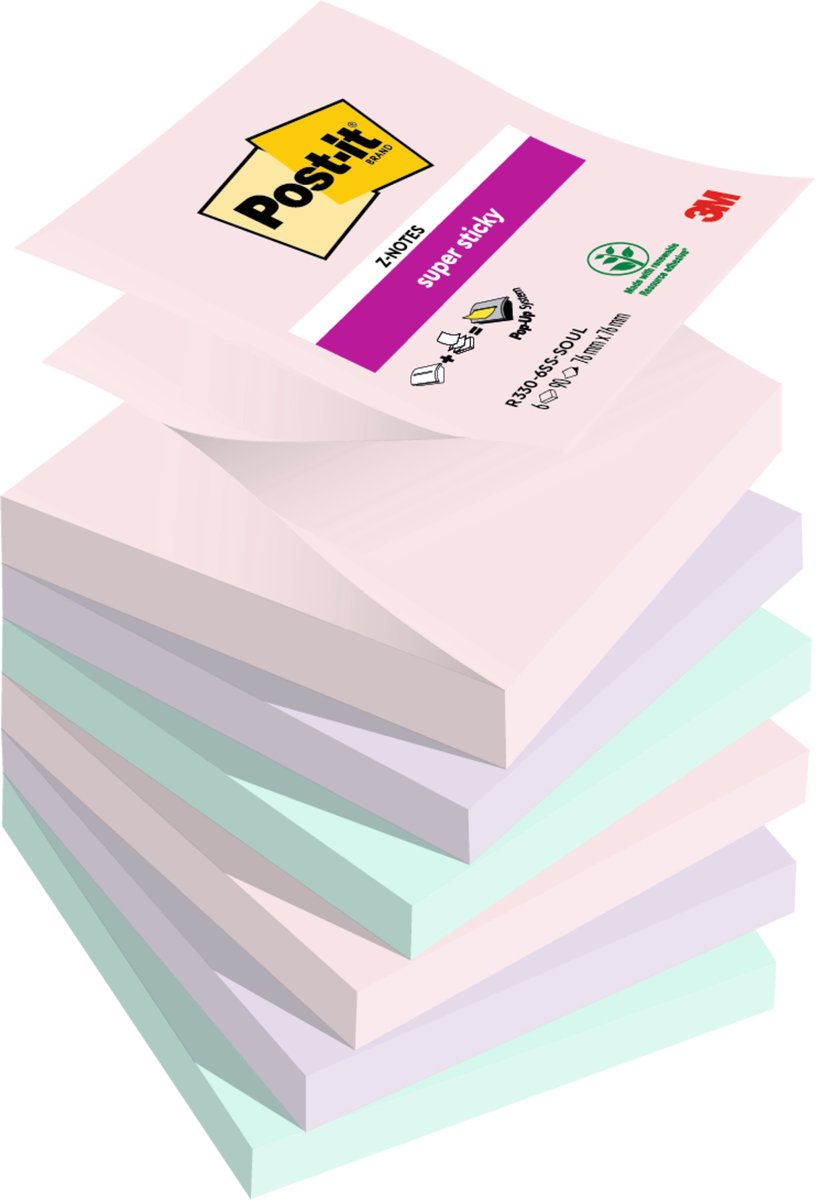 Post-it sticky z-notes soulful kleurenassortiment 90 vellen