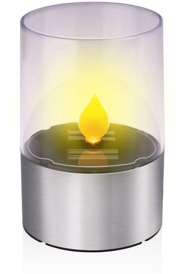 Grundig led kaars op zonne-energie - solar kaars met geel flikkerend licht - solar tafellamp van rvs ip44 - solar lantaarn voor sfeerverlichting tuin - buitenverlichting - ø7,5 x 11 cm