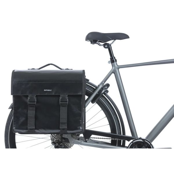 Basil dubbele fietstas urban load mik 48-53 liter - zwart