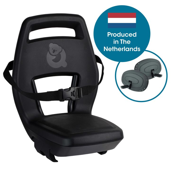 Qibbel kinderzitje achter 6+ junior 6+ met voetsteunen, gordel en beschermplaat - zwart zwart