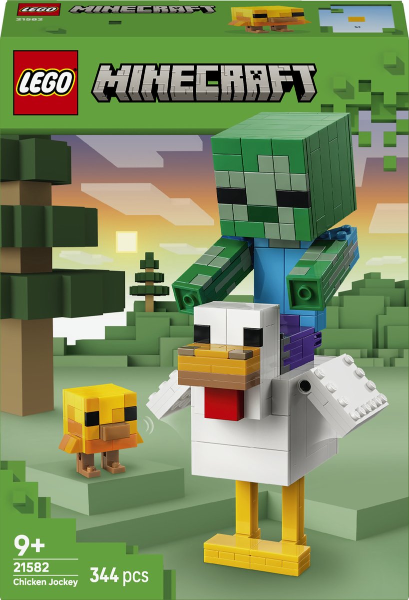 Lego ® minecraft® kipberijder bouwspeelgoed - gamingdecoratie met babyzombie, kip en kuiken - cadeautip voor jongens en meisjes vanaf 9 jaar - 21582