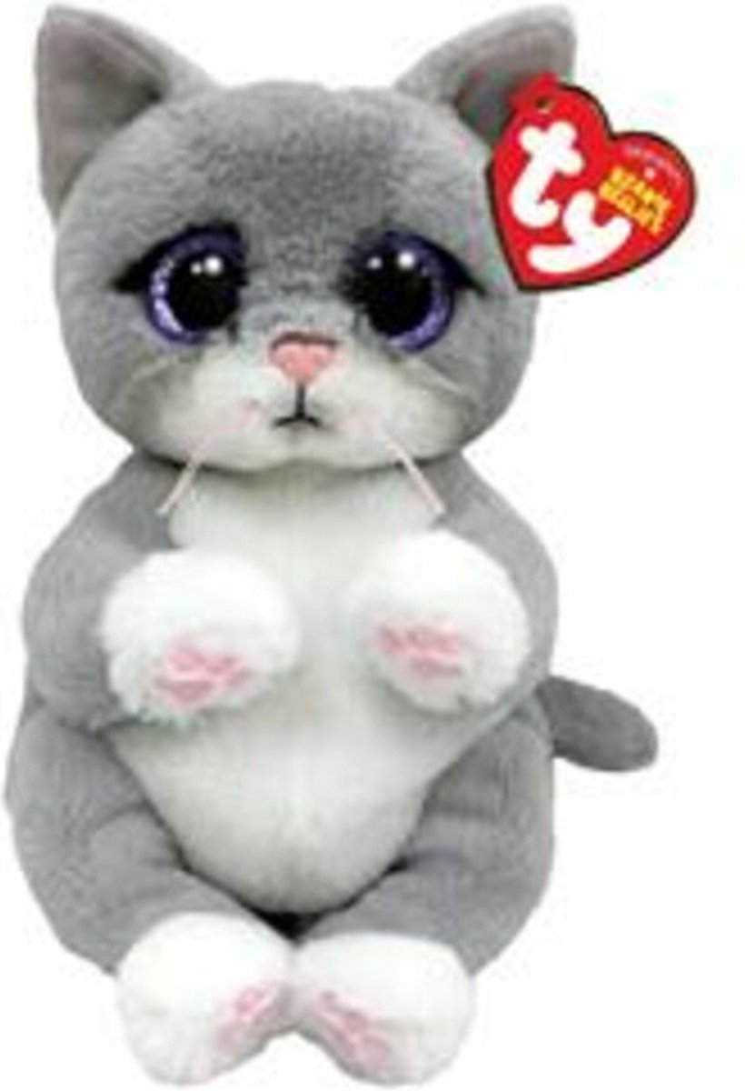 Ty Beanie Babies Bellies Morgan Grijze Kat, 15 cm