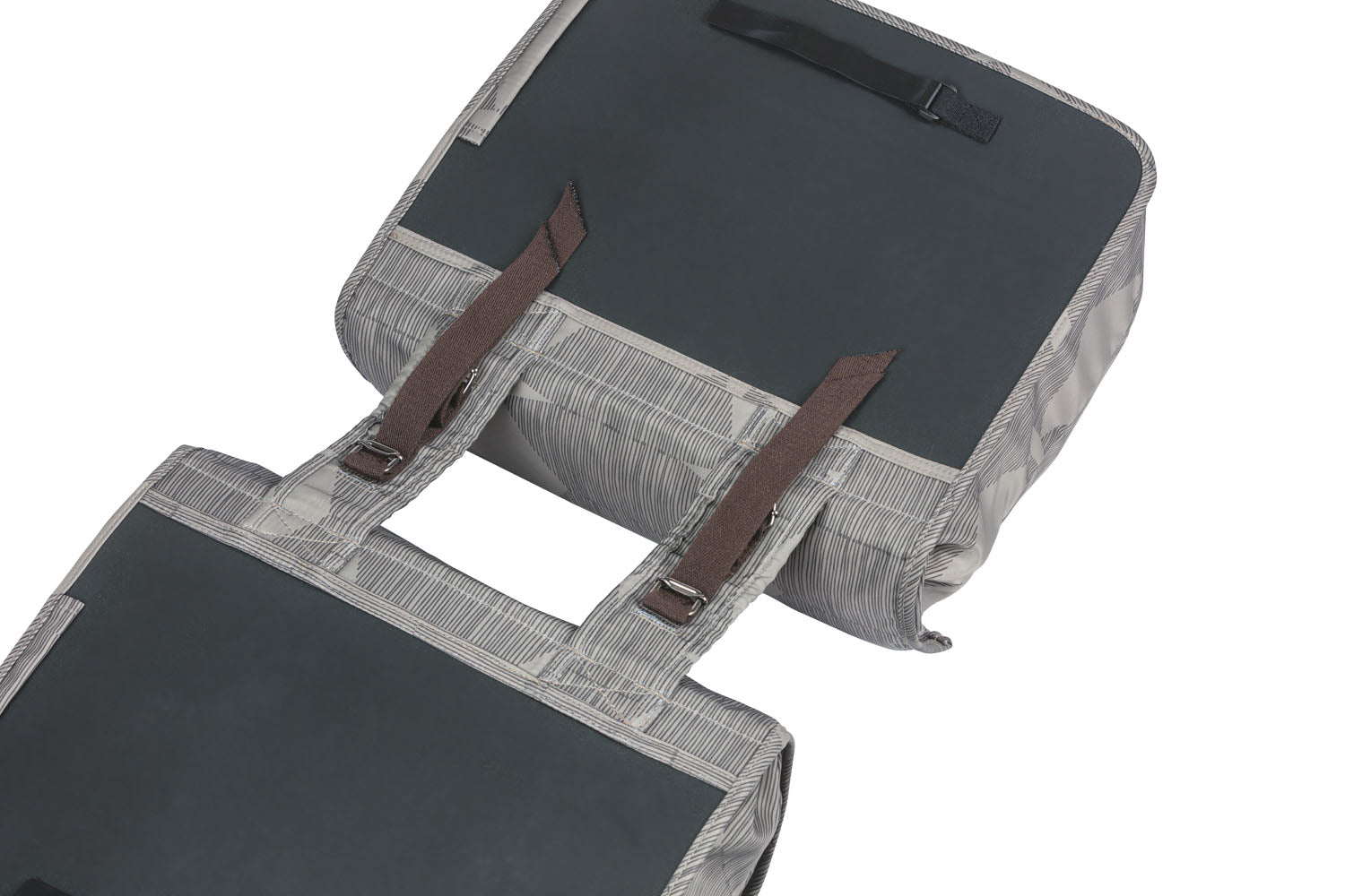 Basil Elegance dubbele fietstas, chateau taupe, gerecycled PET, Universal Bridge, 40-49L