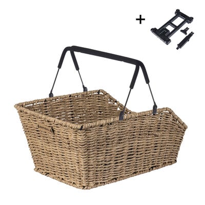 Basil rieten fietsmand cento rotan look mik 40 x 25 x 12 cm - zeegras