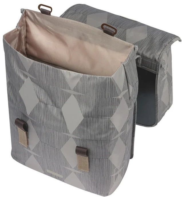 Basil dubbele fietstas elegance mik 40 - 49 liter - chateau taupe