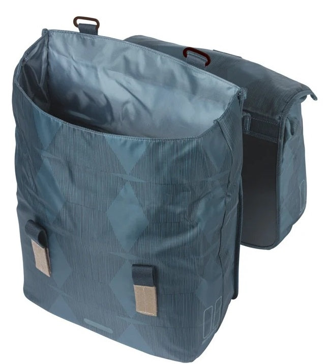 Basil dubbele fietstas elegantie mik 40-49 liter - estate blauw