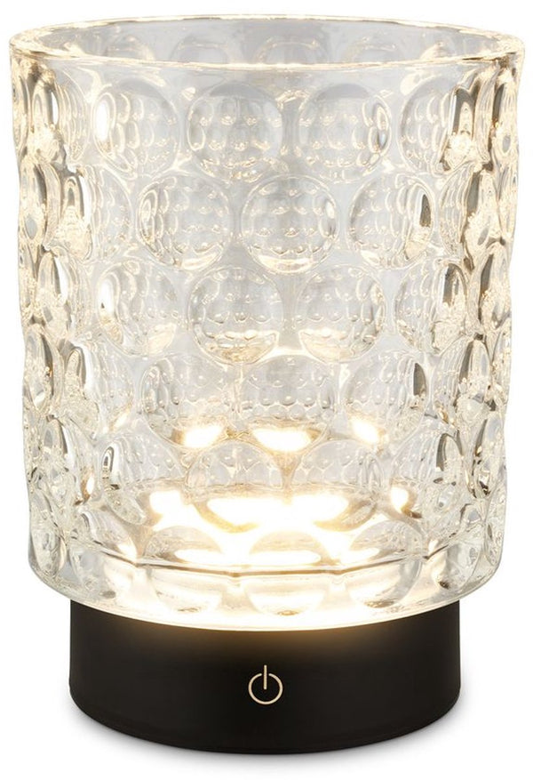 Briloner sunora - oplaadbare tafellamp - snoerloze tuinverlichting - glazen lamp - buitenlamp dimbaar - transparent - ø11 x 15 cm
