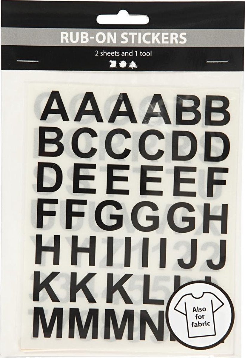 Creativ company rub-on stickers letters en cijfers zwart, 2 bekeken