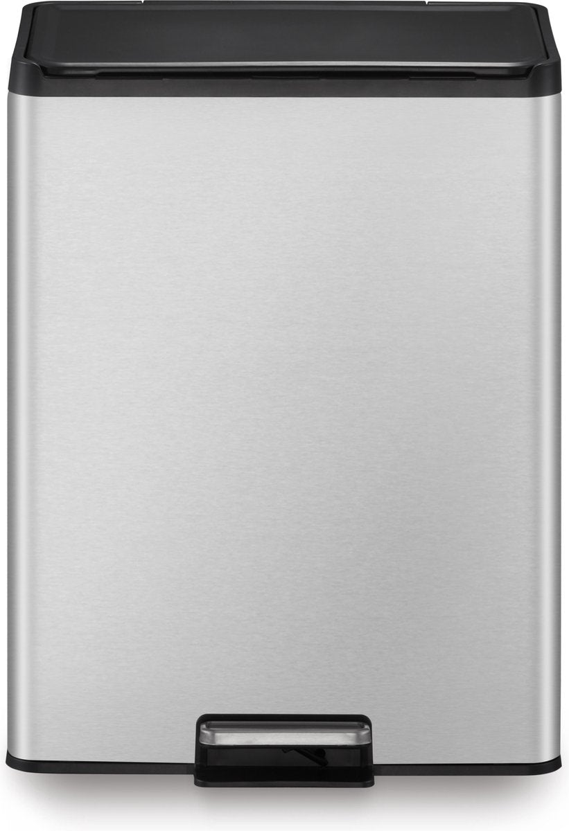 Eko - essential recycler pedaalemmer 20+20 liter - stainless steel - mat rvs - prullenbak