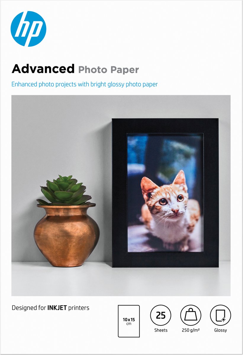 Hp fotopapier - 10x15cm 250g m 25 vellen
