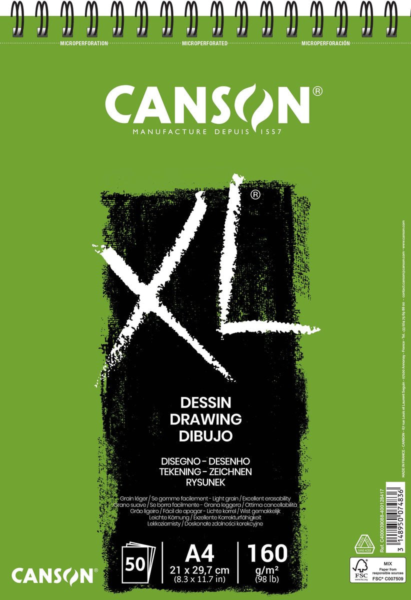 Canson tekenpapier xl drawing 50vel 160gr a4 wit | 5 stuks