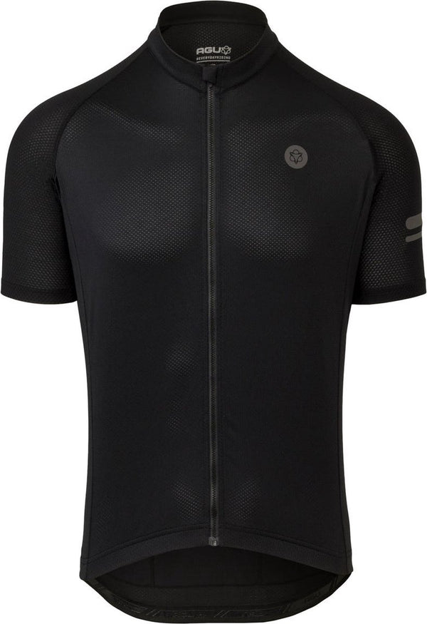 Agu core fietsshirt heren korte mouwen - zwart - drie achterzakken - ykk-rits over de hele lengte - sneldrogend interlock