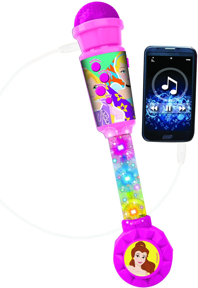 Lexibook disney prinses trendy verlichtingsmicrofoon met luidspreker (aux-in), melodieën en geluidseffecten
