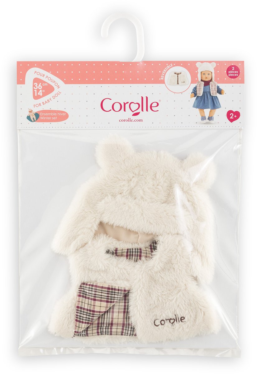 Corolle poppen winterset 36cm - omkeerbaar vestje en berenmuts.