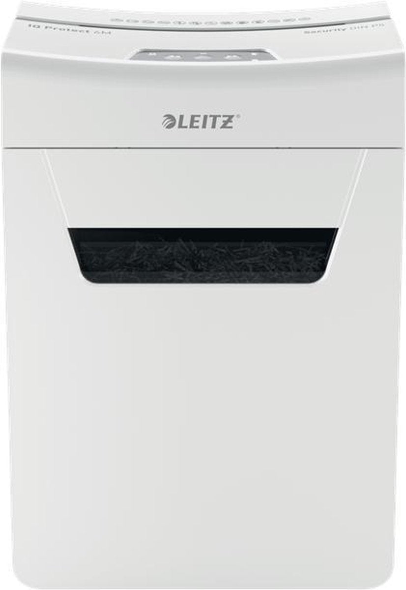 Leitz iq protect premium 6m ultrastille papierversnipperaar - p5 snippers - tot 6 vel - 18l - wit