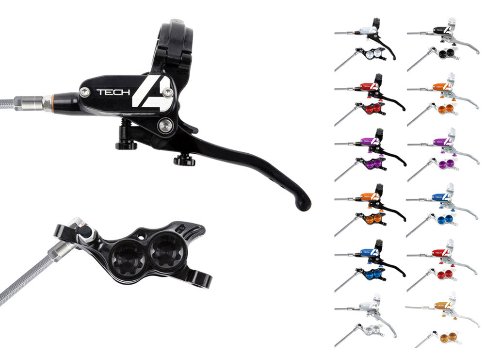 Hope tech 4 e4 steel braided disc brake - lever left | black blue