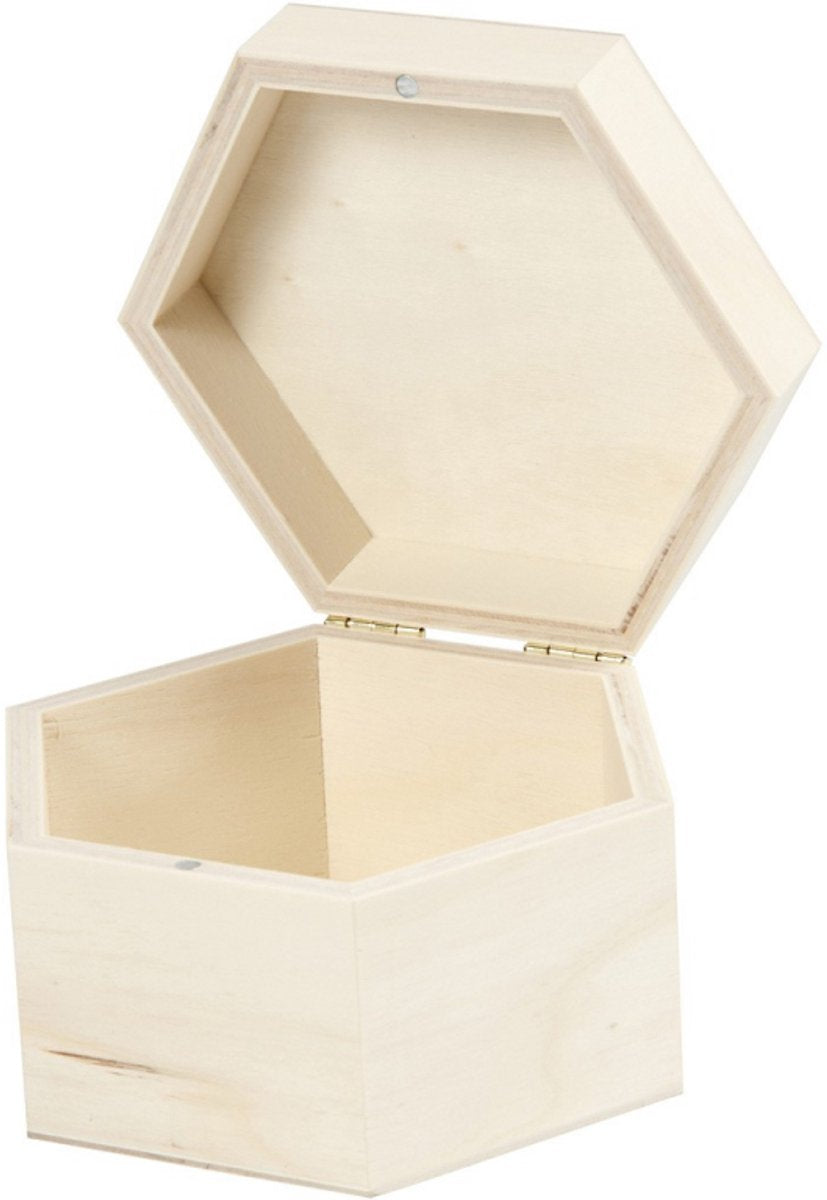 Creativ company cc houten doos hexagon 12x7 cm