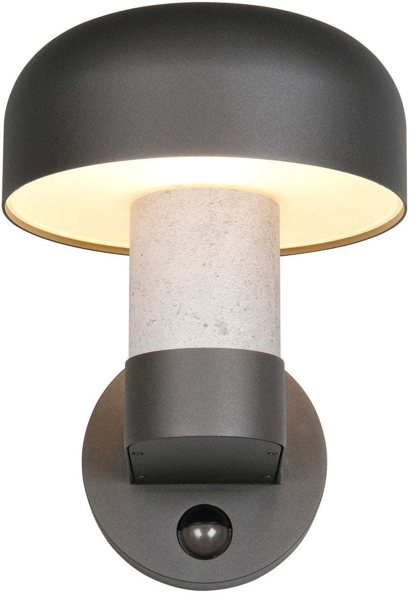 Trio fraser - wandlamp - betonkleurig - excl. 1x e27 4,9 w - bewegingssensor - wandmontage - buitenverlichting - ip54