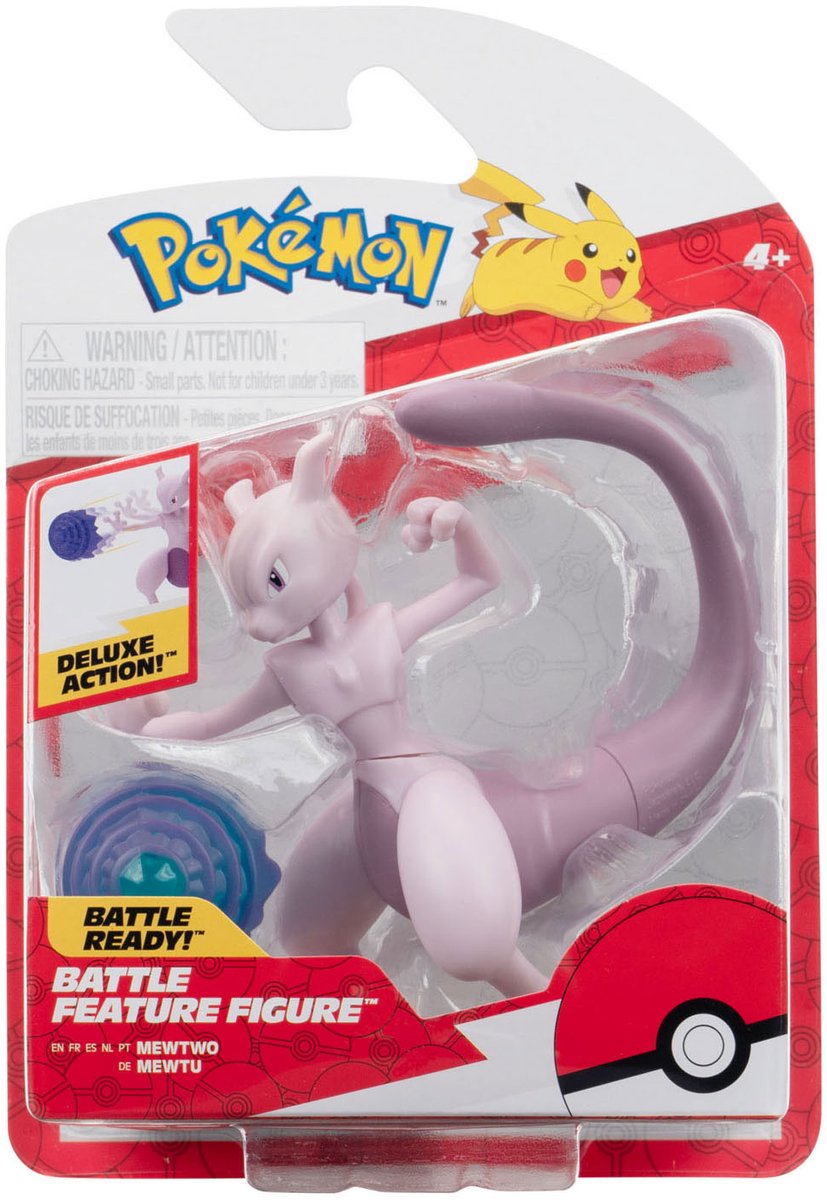 Jazwares pokémon battle feature figure mewtwo 10 cm action figuur