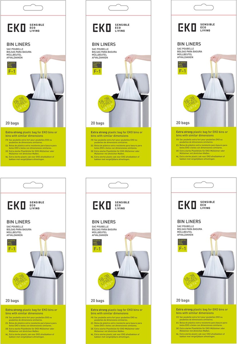 Eko - afvalzakken 30.3 ltr (f1) (6x20 stuks) - - wit - afvalzak