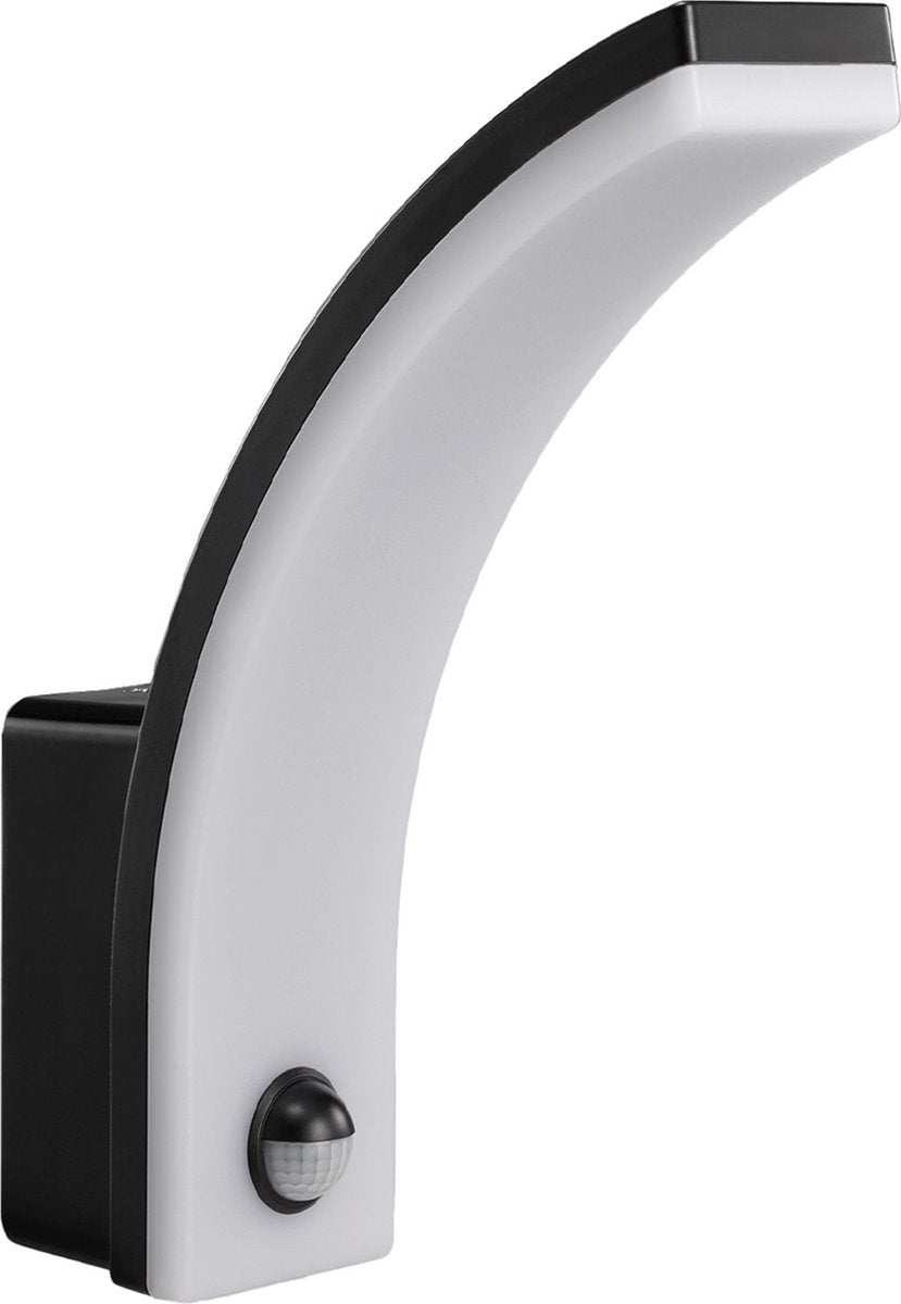 Maclean - led lamp - buitenlamp - wandlamp - pir bewegingssensor - 20w - ip65 - 2000lm - 4000k - zwart