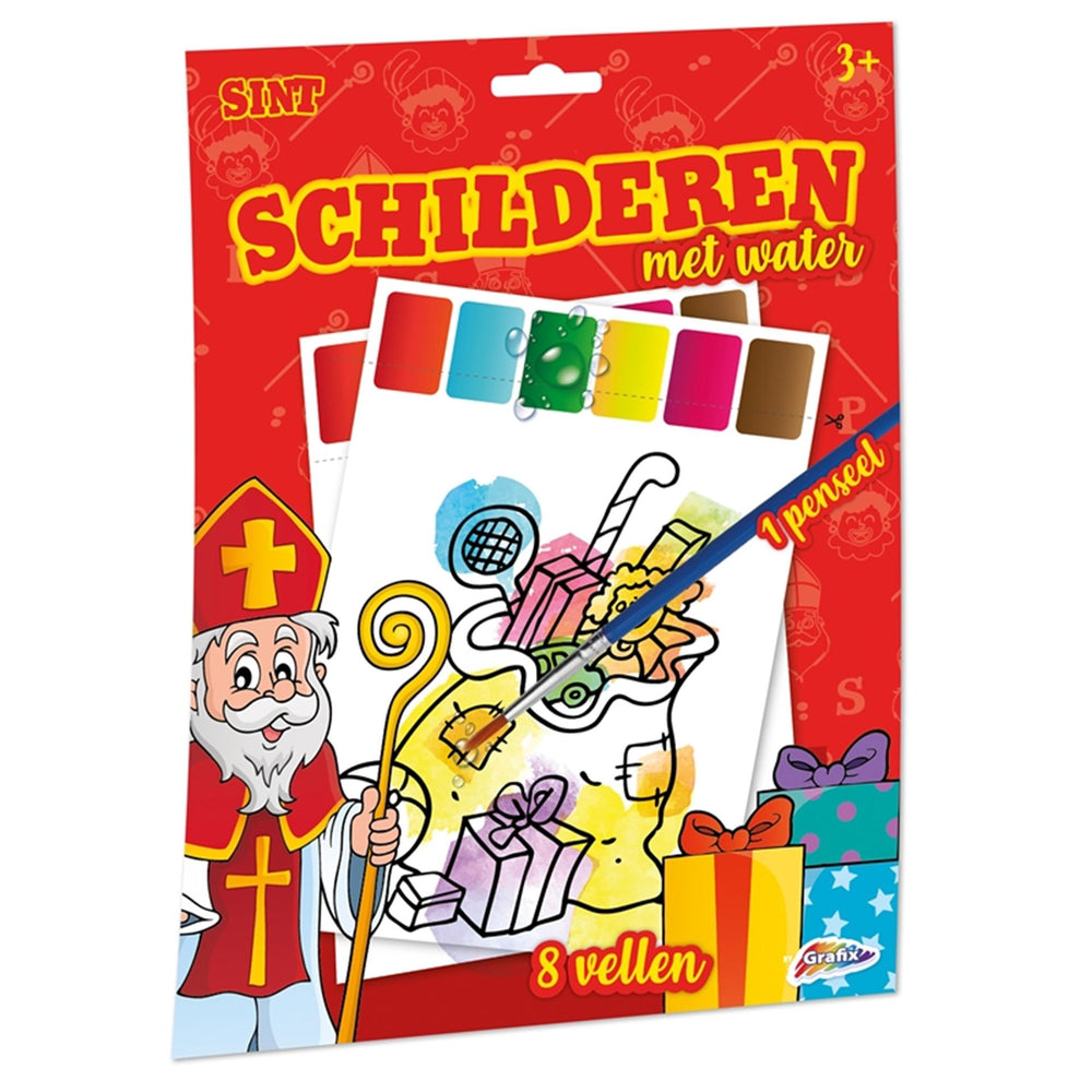 Creatieve ambachtsgroep schilderen met water sinterklaas