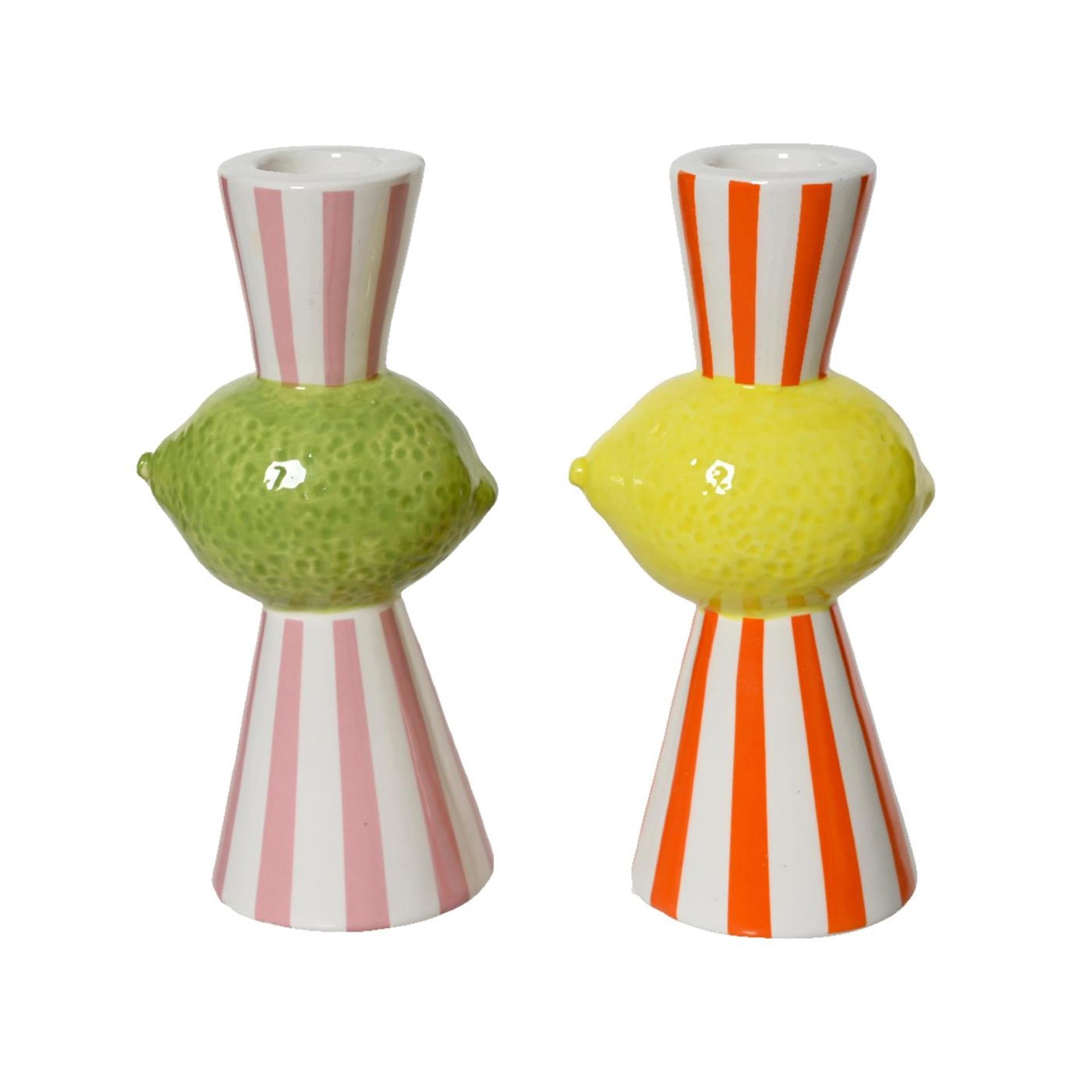 Decoris kandelaar fruit-streep h14.2cm