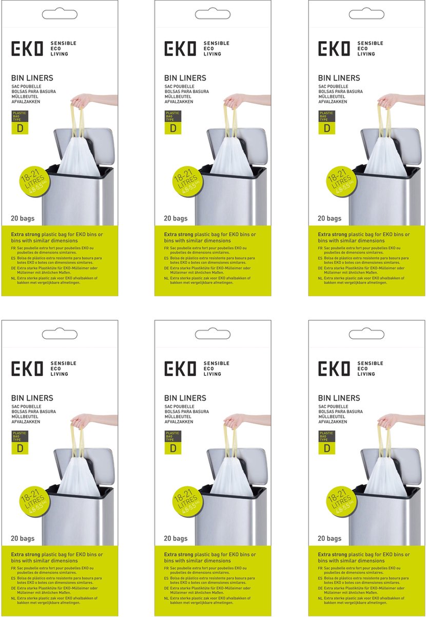 Eko - afvalzakken 18-21 ltr (d) (6x20 stuks) - - wit - afvalzak