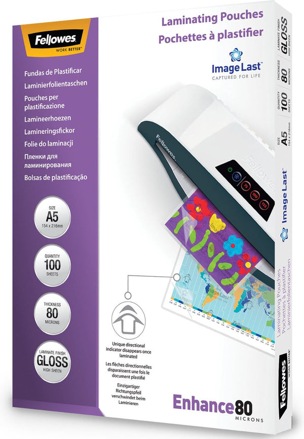 Fellowes lamineerhoezen imagelast a5 - glazend - 80micron - 100 stuks