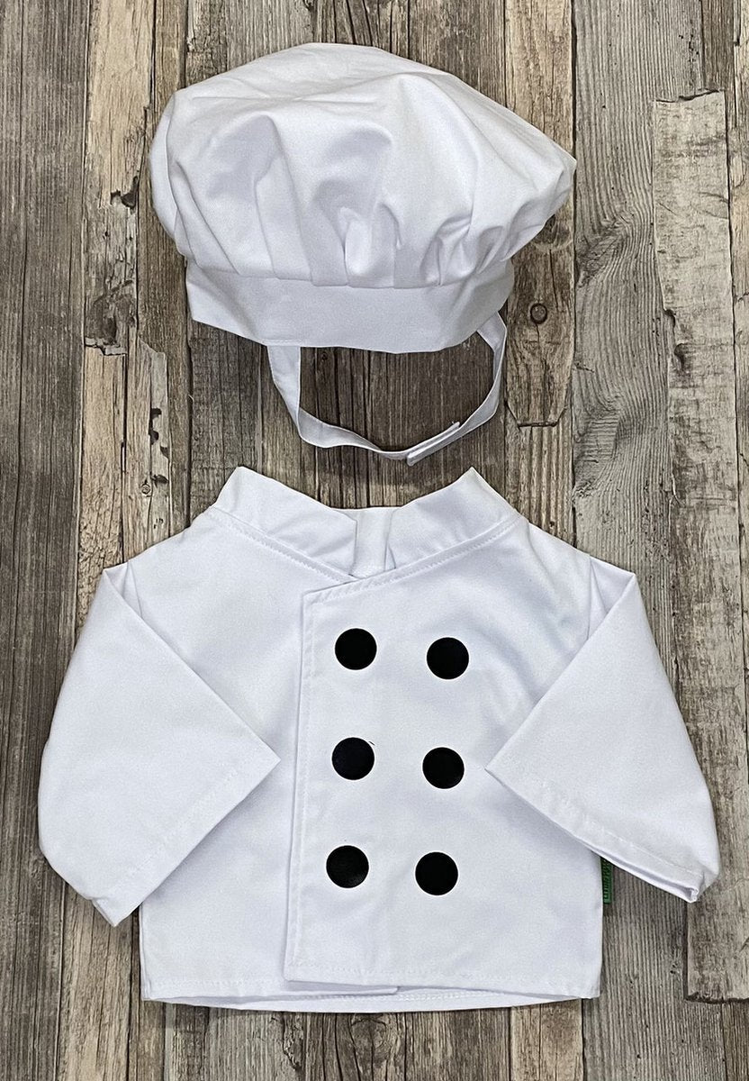 Living puppets poppenkleding kokskleding 2 delig voor handpop van 65cm