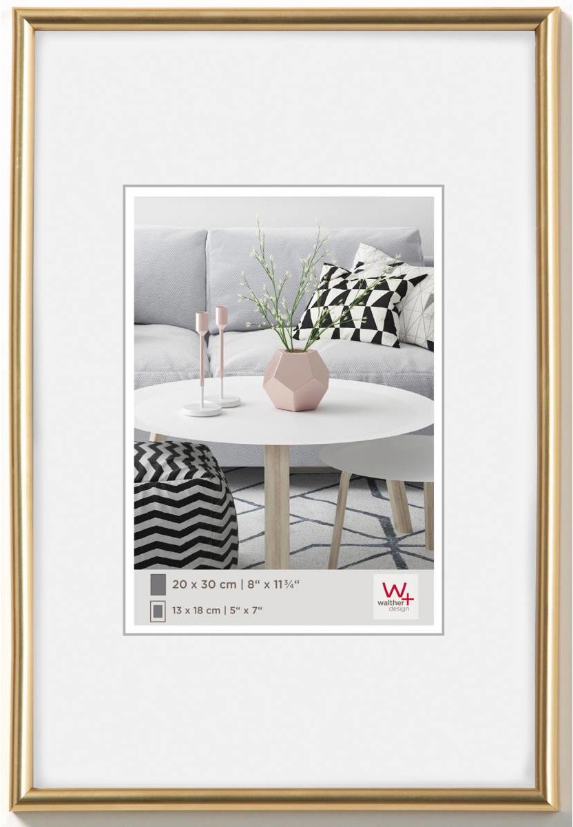 Walther galeria - kunststof lijst - fotoformaat 20x30 cm - metallic goud