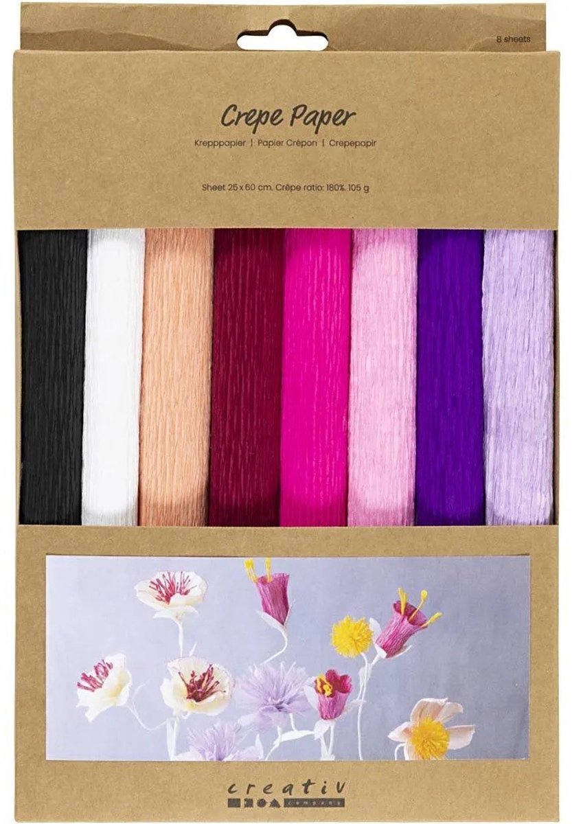 Creativ company crepepapier paars en roze harmonie - 8st.