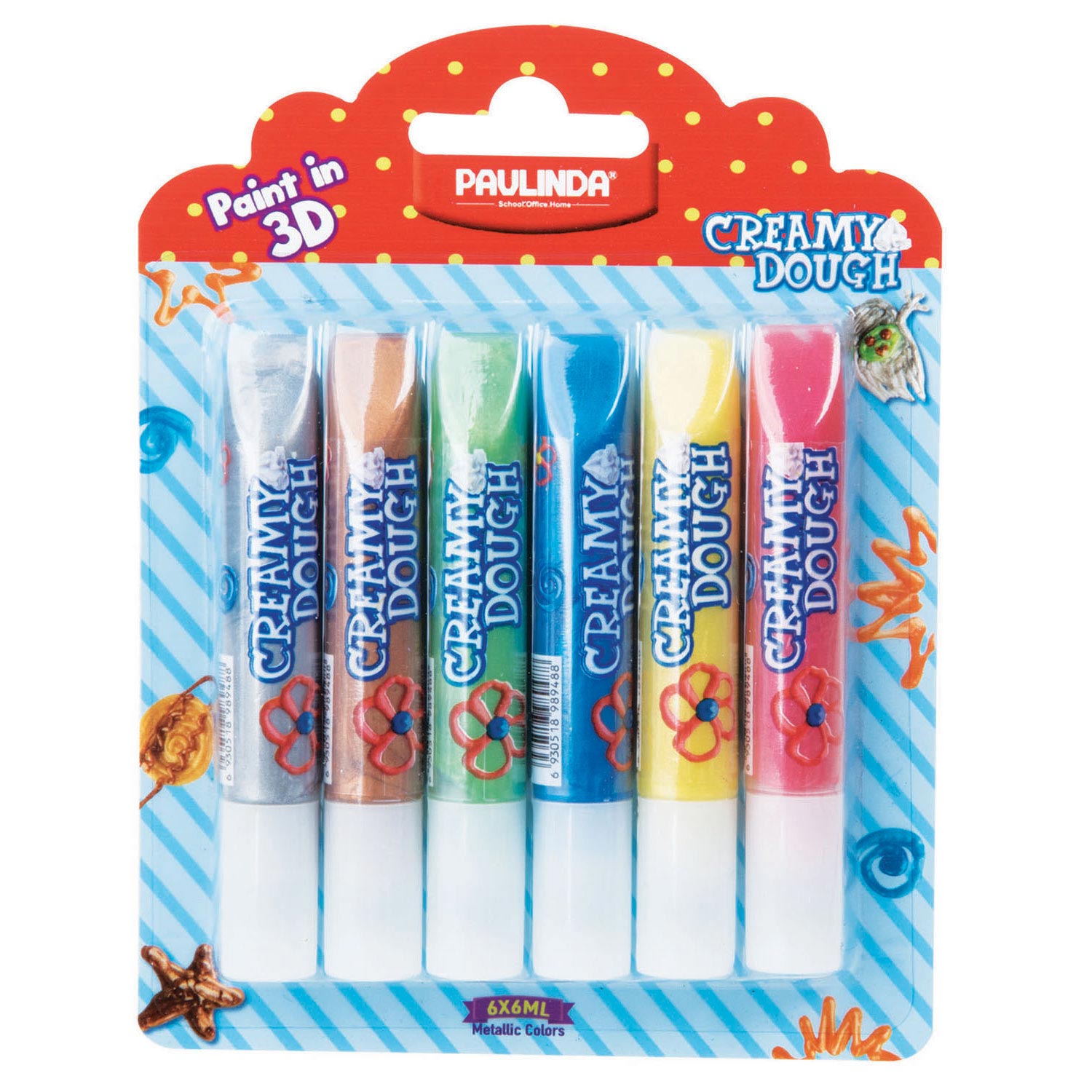 Paulinda creamy dough metallic, 6x6ml