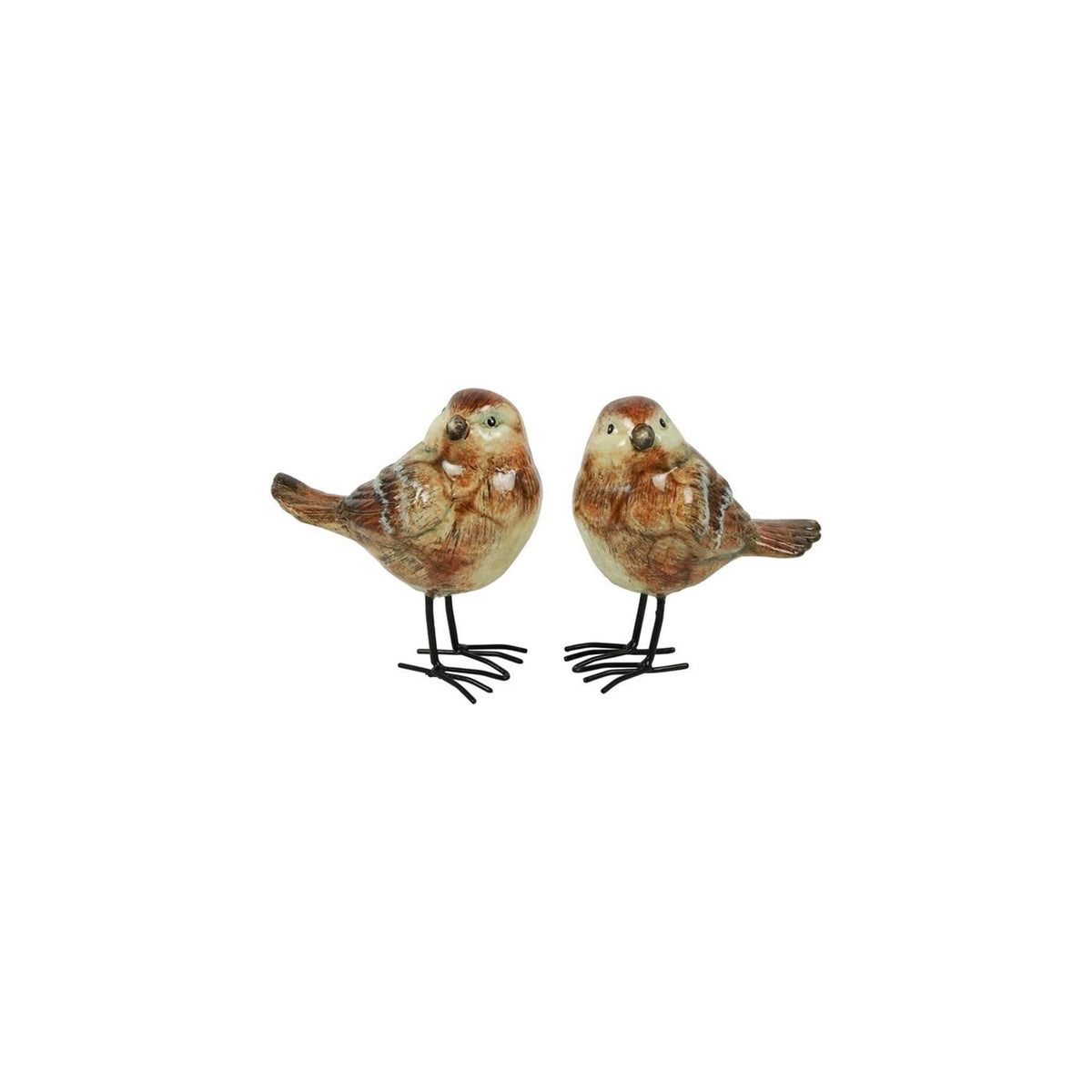 Countryfield beeld vogel op poten jip bruin aardewerk 10,5x6,5x11,5cm 2 assorti