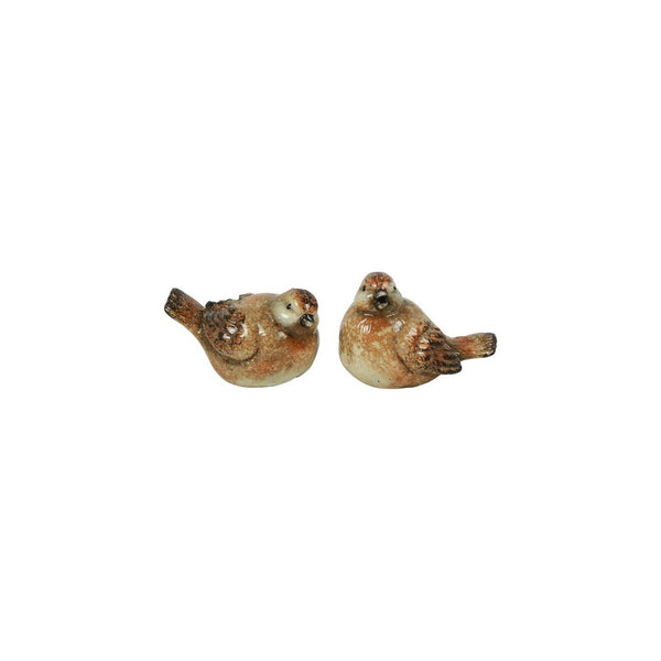 Countryfield beeld vogel jip bruin aardewerk 9,5x6x7cm 2 assorti