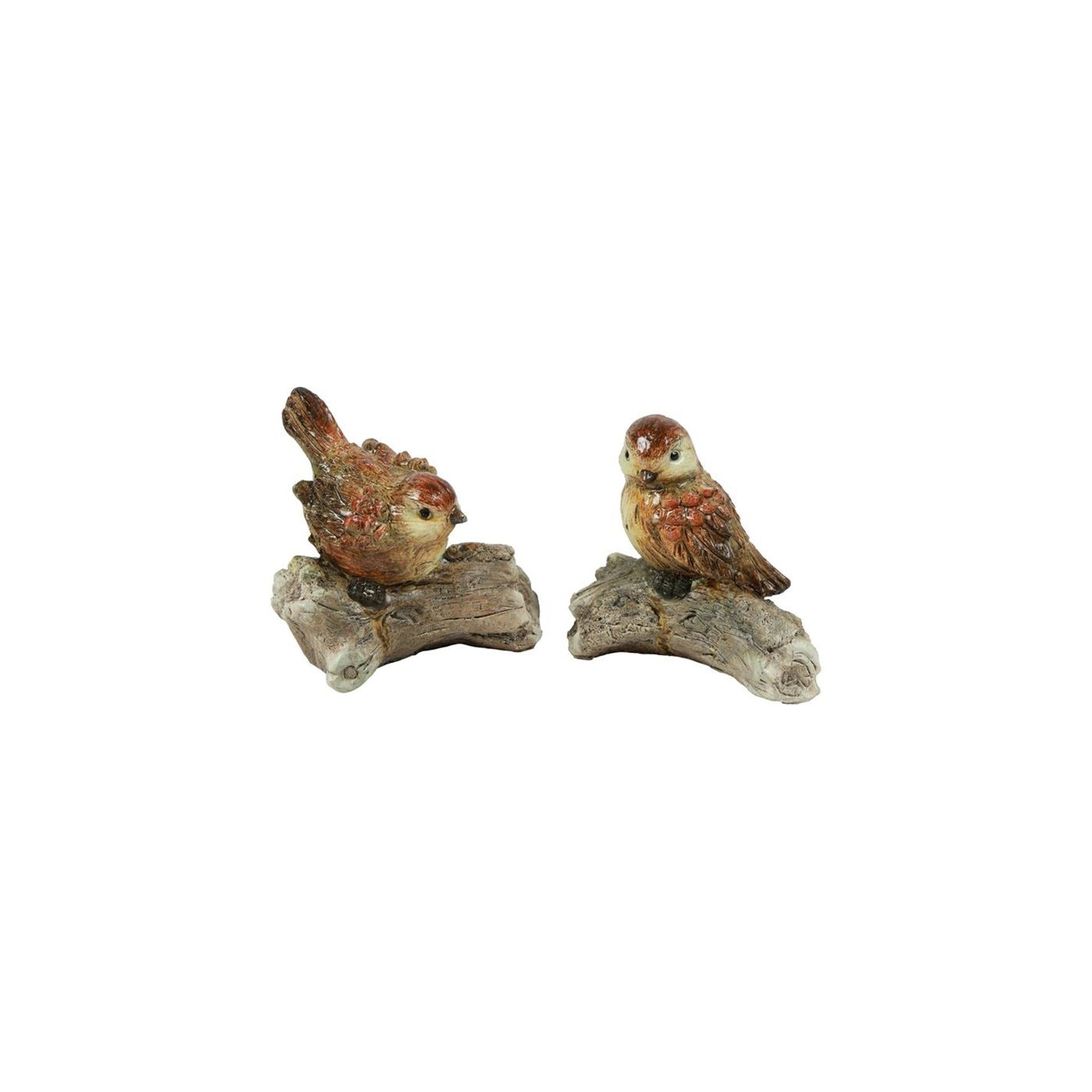 Countryfield beeld vogel boomstam jens bruin 8,5x8,5x8,5cm 2 assorti
