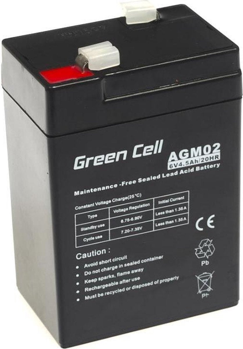 Green cell 6v 4.5ah (4.6mm) 4500mah vrla agm accu