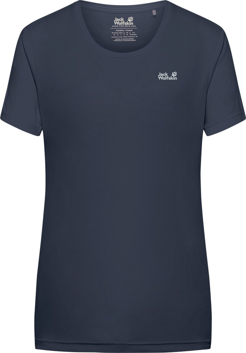 Jack wolfskin tech t-shirt dames - dames korte mouw - midnight sky