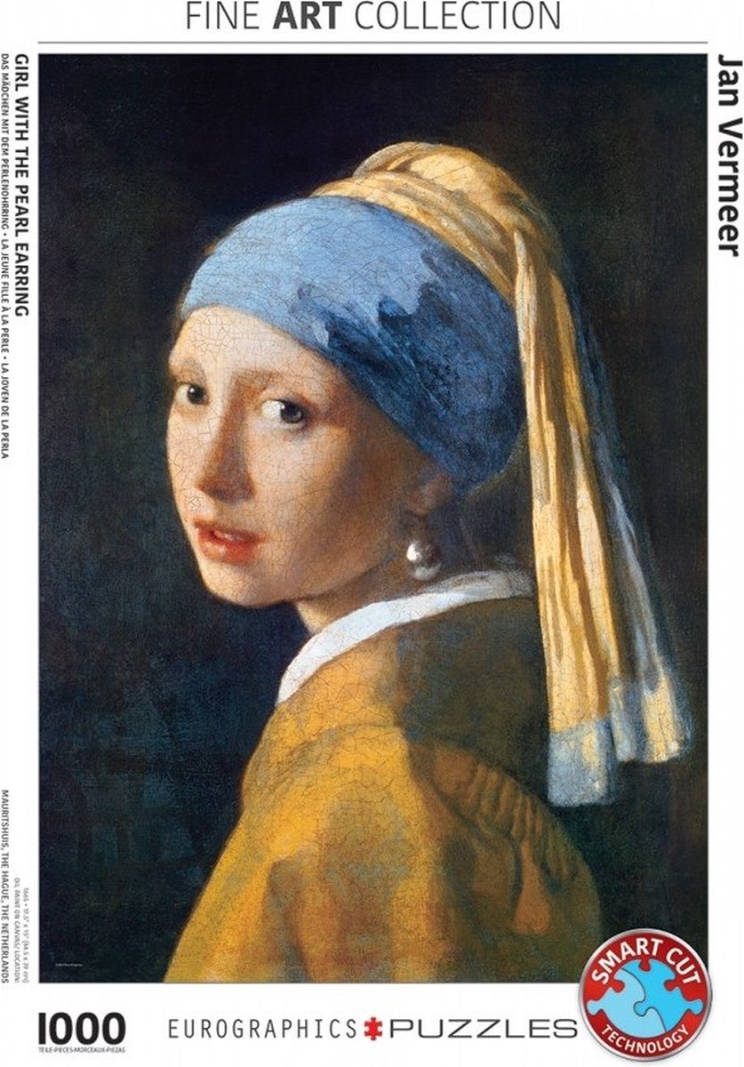 Eurographics - meisje met de parel - jan vermeer de delft - 1000 stukjes 48×68cm (b×h) - fine art legpuzzel